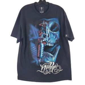 SULLEN ART COLLECTIVE Shirt Adult XL Black SKULL NIKKI BLACK ANCHOR Spell Out